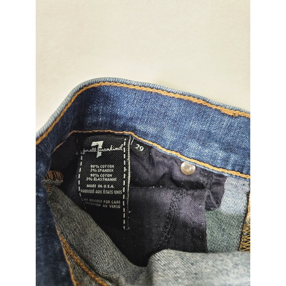 7 For All Mankind Jeans Womens Size 29 The Skinny Mid Rise‎ Distressed Denim USA - Picture 8 of 11